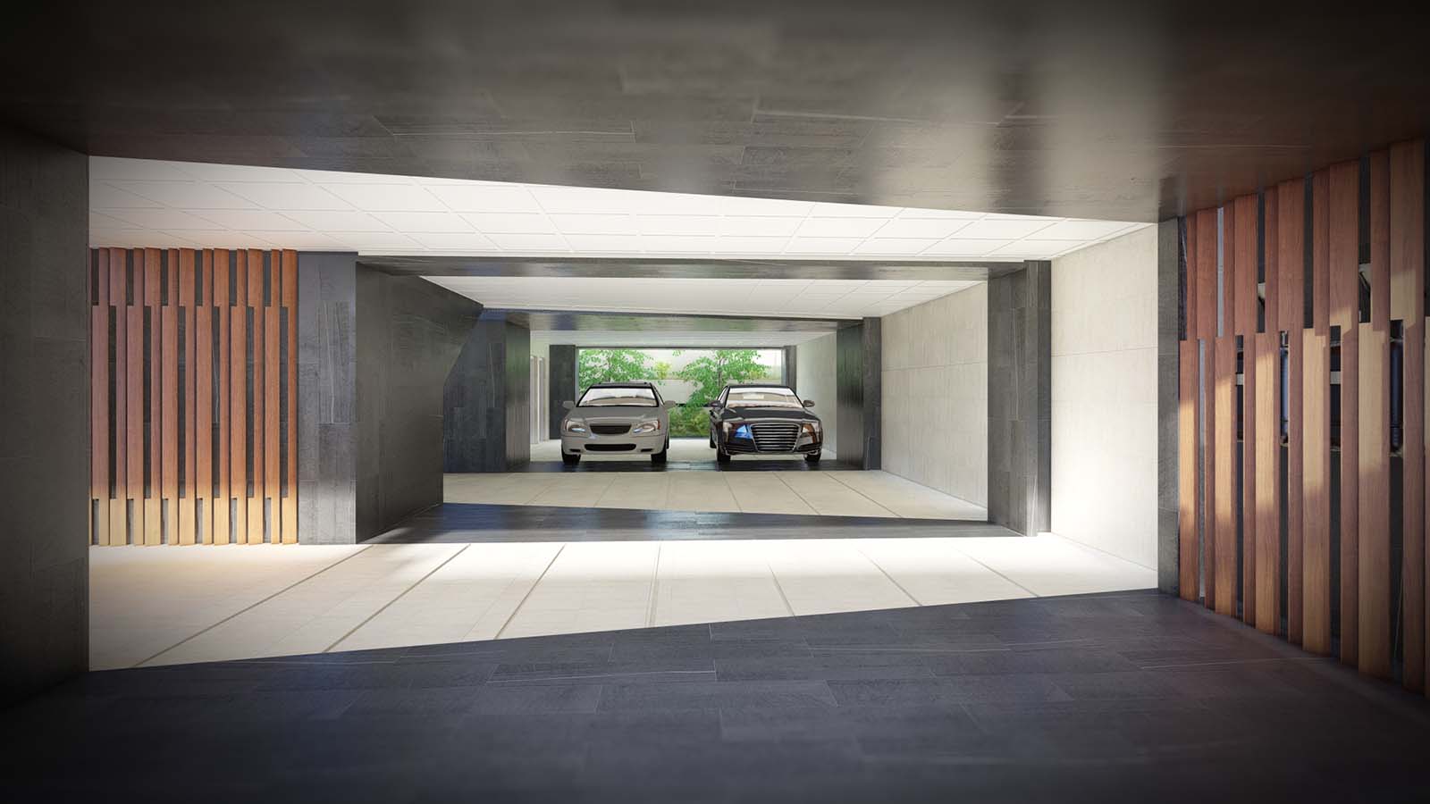 a render of the parking , designed for an apartment in 130st.