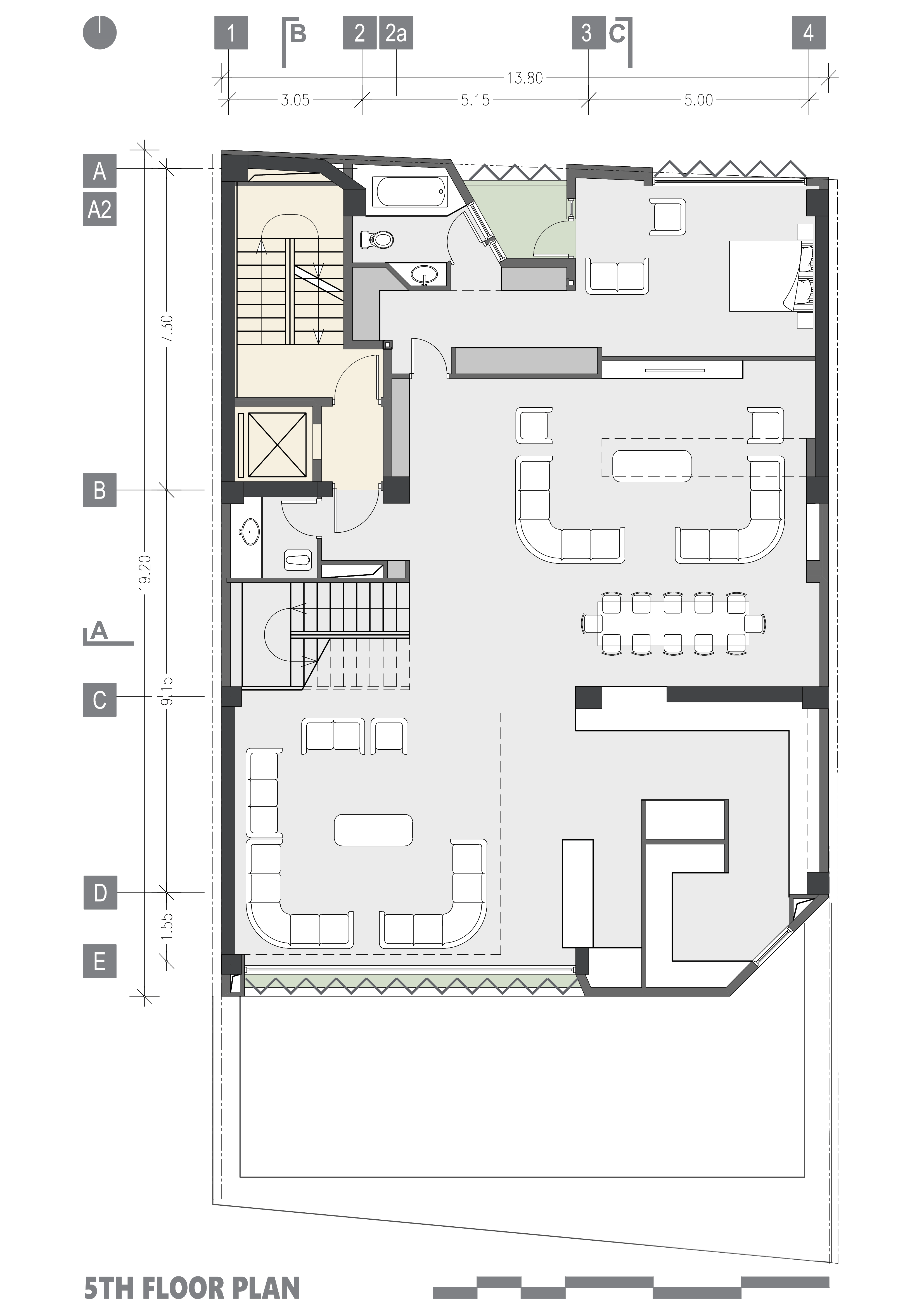 5th floor plan, the Jameh-Chin (Pleated Veil) Apartment,100 St, Rasht, Iran