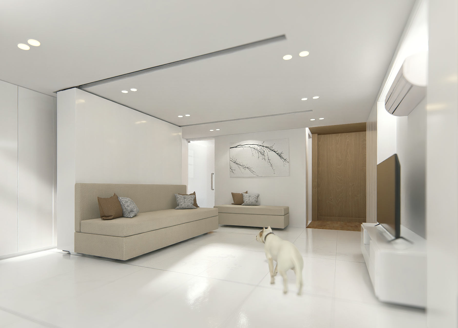 render 3 - mode 2: bed time , Tiny Home that Morphs to moments