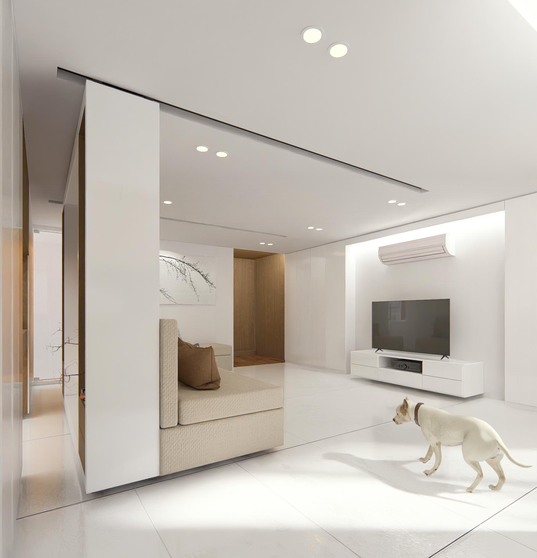 render 3 - mode 1: living time , Tiny Home that Morphs to moments